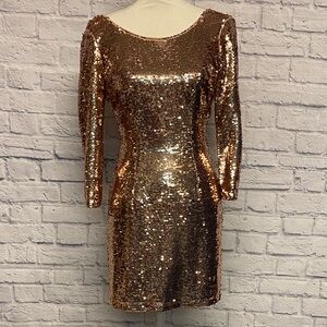 Lulu's Shimmering Rose Gold Sequin Dress Size S